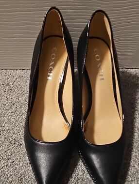 Moving Sale! COACH Black Leather Pointed Toe Heels 7